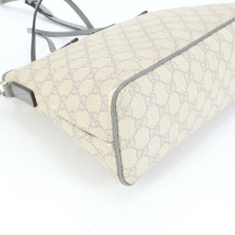 Gucci GG Supreme Leather Shoulder Bag Crossbody Handbag Tote Gray - Picture 4 of 10